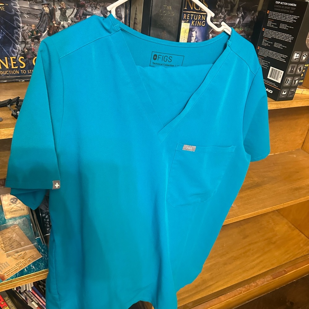 Figs Women's Short Sleeve Top in Bright Blue